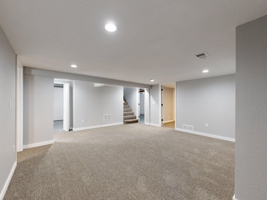 Professional basement flooring office workspace